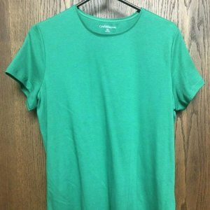 Croft & Barrow Women's T-Shirt XL Green Crewneck 100% Cotton